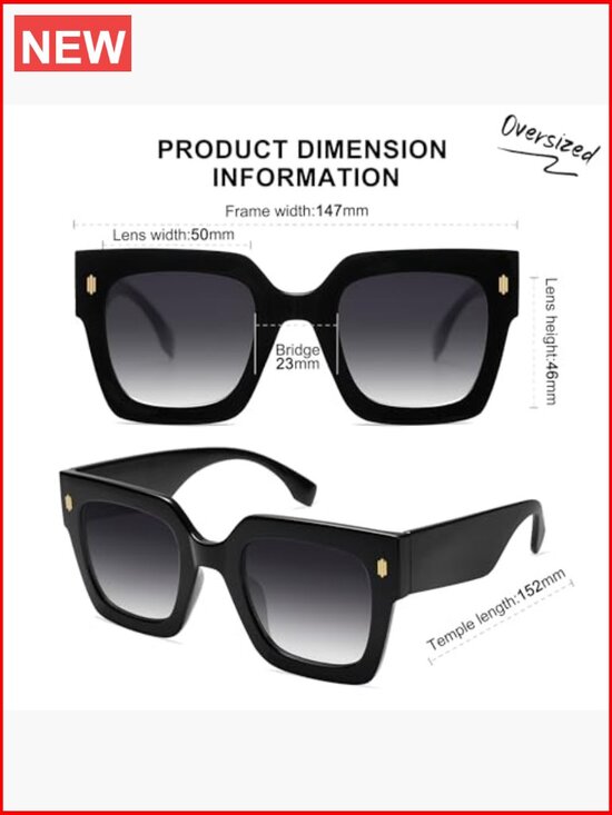 Vintage Oversized Square Sunglasses UV400 Retro Luxury Big Large Sun Glasses